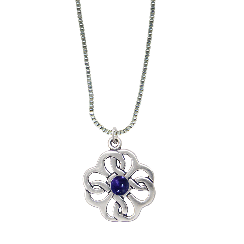 Sterling Silver Celtic Knot Flower Pendant Iolite